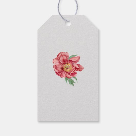 Waterverf Roze Witte Pioen Bloemen Bruiloft Cadeaulabel (Achterkant)