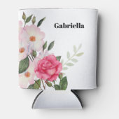 Waterverf Roze witte rozen Ballerina Floral Leafy Blikjeskoeler (Voorkant)