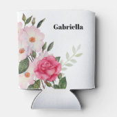 Waterverf Roze witte rozen Ballerina Floral Leafy Blikjeskoeler (Achterkant)