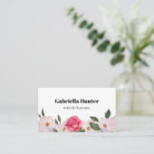 Waterverf Roze witte rozen Ballerina Floral Visitekaartje (Staand voorkant)