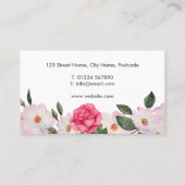 Waterverf Roze witte rozen Ballerina Floral Visitekaartje (Achterkant)