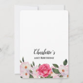 Waterverf roze witte rozen Birthday Party Kaart (Achterkant)