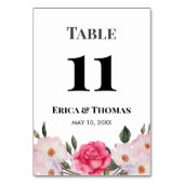 Waterverf roze witte rozen bruiloft kaart (Voorkant)