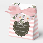 Waterverf roze witte rozen grijze strepen patroon bedankdoosjes (Voorkant Zijde)