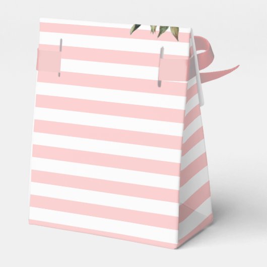 Waterverf roze witte rozen grijze strepen patroon bedankdoosjes (Achterkant)