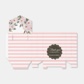 Waterverf roze witte rozen grijze strepen patroon bedankdoosjes (Uitgevouwen)