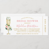 Waterverf Roze witte Vrijgezellenfeest Ticket Kaart (Voorkant / Achterkant)