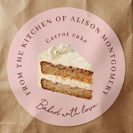 Waterverf Roze Worteltaartpunt Huisbakken Ronde Sticker