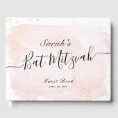 Waterverf Roze x Gold Bat Mitzvah Gastenboek (Voorkant)