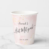 Waterverf Roze x Gold Bat Mitzvah Papieren Bekers (Voorkant)