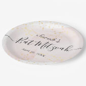 Waterverf Roze x Gold Bat Mitzvah Papieren Bordje (Gekanteld)