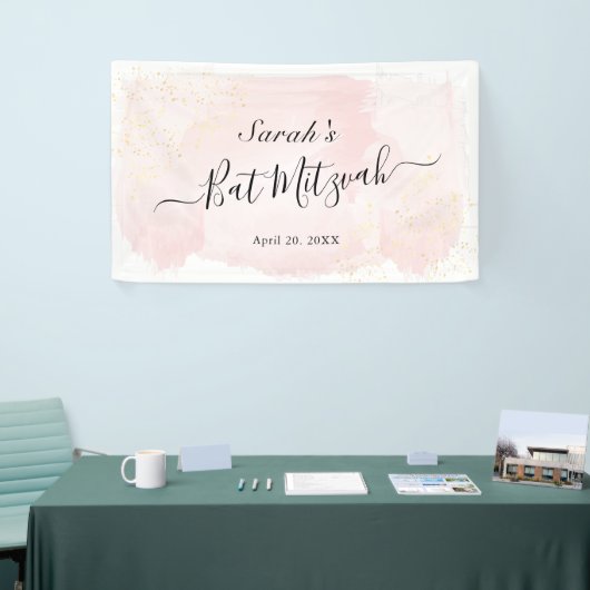 Waterverf Roze x Gold Bat Mitzvah Spandoek (Beurs)