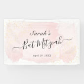 Waterverf Roze x Gold Bat Mitzvah Spandoek (Horizontaal)