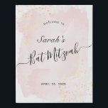 Waterverf Roze x Gold Bat Mitzvah Welkomstteken Imitatie Canvas Print<br><div class="desc">Deze chique en elegante bat mitswa welkomstbord / bord / canvaskunst heeft een witte achtergrond met blush roze penseelstreken in waterverf en faux gold splatters. Personaliseer het voor uw behoeften. Meer bijpassende producten vind je in mijn winkel.</div>