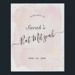 Waterverf Roze x Gold Bat Mitzvah Welkomstteken Imitatie Canvas Print<br><div class="desc">Deze chique en elegante bat mitswa welkomstbord / bord / canvaskunst heeft een witte achtergrond met blush roze penseelstreken in waterverf en faux gold splatters. Personaliseer het voor uw behoeften. Meer bijpassende producten vind je in mijn winkel.</div>