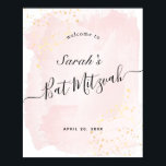 Waterverf Roze x Gold Bat Mitzvah Welkomstteken Poster<br><div class="desc">Dit poster met een welkomstvleermuis en een elegante vleermuis met mitzvah is voorzien van een witte achtergrond met een wazige roze penseelstreken in de waterverf en smeltkroes met gouden splatters. Pas het aan uw behoeften aan. Je kunt meer overeenkomende producten vinden in mijn winkel.</div>