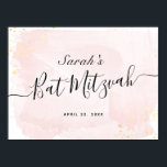 Waterverf Roze x Gold Bat Mitzvah Welkomstteken Poster<br><div class="desc">Dit poster met een welkomstvleermuis en een elegante vleermuis met mitzvah is voorzien van een witte achtergrond met een wazige roze penseelstreken in de waterverf en smeltkroes met gouden splatters. Pas het aan uw behoeften aan. Je kunt meer overeenkomende producten vinden in mijn winkel.</div>
