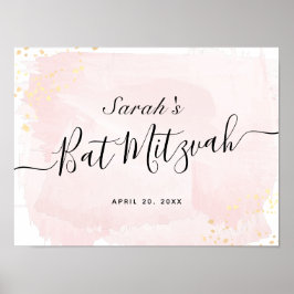 Waterverf Roze x Gold Bat Mitzvah Welkomstteken Poster