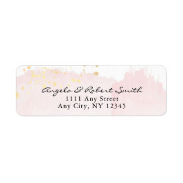 Waterverf Roze x Gold Modern Return-adres Etiket
