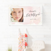 Waterverf Roze x Gold Photo Bat Mitzvah Banner (Insitu)
