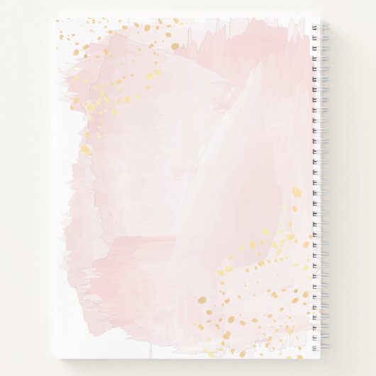 Waterverf Roze x Gouden Bat Mitswa Gastboek Notitieboek (Achterkant)