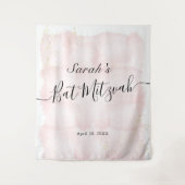 Waterverf Roze x Gouden Bat Mitzvah Welkom Wandkleed (Voorkant)