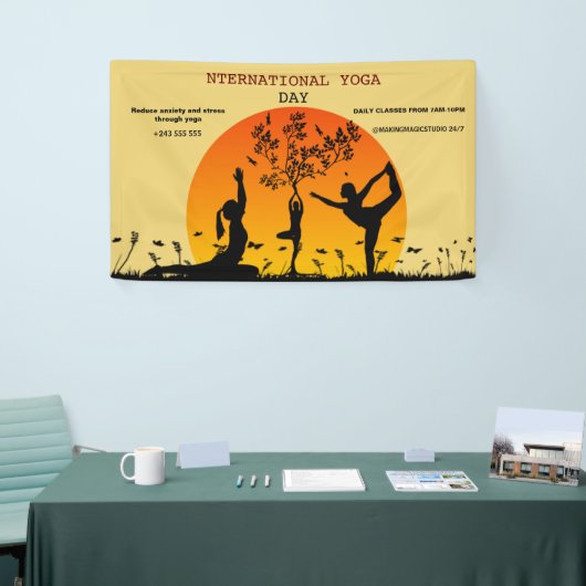 Waterverf roze Yoga Mediation instructeur healer Spandoek (Beurs)