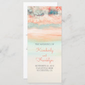 Waterverf Roze - Zee Blue Beach bruiloft programma Programmakaart (Voorkant / Achterkant)