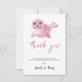 Waterverf roze zeehond - dank je bedankkaart (Voorkant)