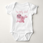 Waterverf Roze Zeehond Romper (Voorkant)