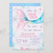 Waterverf Roze Zeemeermin Oneder het Zee Verjaarda Kaart (Voorkant / Achterkant)