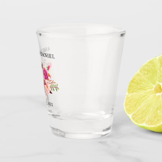 Waterverf Roze zegels Shot Glas (Rechts)