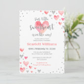 Waterverf Roze Zilver Liefje Baby shower Kaart (Staand voorkant)