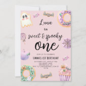 Waterverf Roze Zoete en Spooky Verjaardag Kaart (Voorkant)