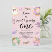 Waterverf Roze Zoete en Spooky Verjaardag Kaart (Staand voorkant)