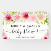 Waterverf Roze Zomerbloemen Baby shower Welkom Spandoek (Horizontaal)