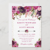 Waterverf roze zomerbloemen bruiloft kaart (Voorkant)