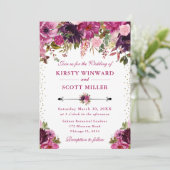 Waterverf roze zomerbloemen bruiloft kaart (Staand voorkant)