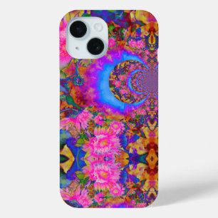 Waterverf roze zonnebloemen abstracte bloemen iPhone 15 case