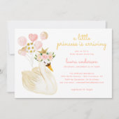 Waterverf Roze Zwaan Kleine Prinses Baby shower Kaart (Voorkant)