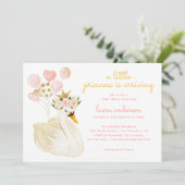 Waterverf Roze Zwaan Kleine Prinses Baby shower Kaart (Staand voorkant)