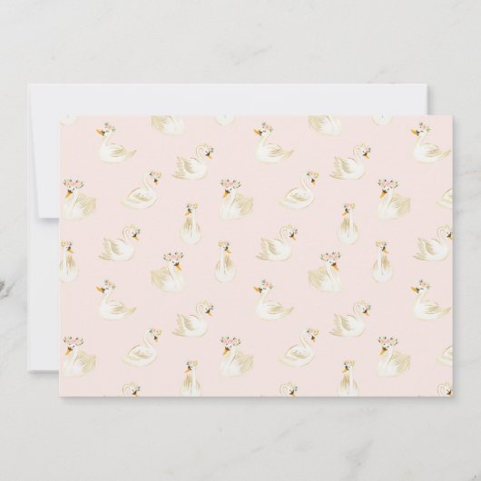 Waterverf Roze Zwaan Kleine Prinses Baby shower Kaart (Achterkant)