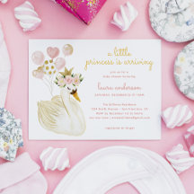 Waterverf Roze Zwaan Kleine Prinses Baby shower