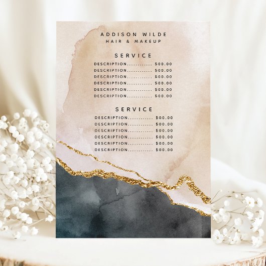 Waterverf Roze Zwart Goud Marmer Service Prijs Menu