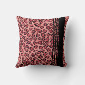 Waterverf Roze Zwart Leopard Print Patroon Decor Kussen (Achterkant)