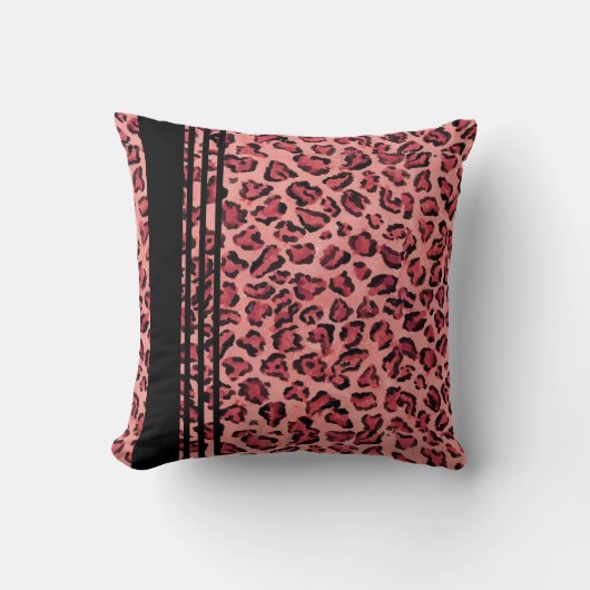 Waterverf Roze Zwart Leopard Print Patroon Decor Kussen (Voorkant)