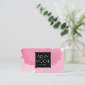 Waterverf Roze & zwart Ultra Modern Visitekaartje (Staand voorkant)