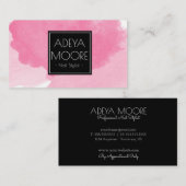 Waterverf Roze & zwart Ultra Modern Visitekaartje (Voorkant / Achterkant)
