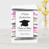 Waterverf Roze zwarte gouden Afstuderen Kaart (Gele Bloem)