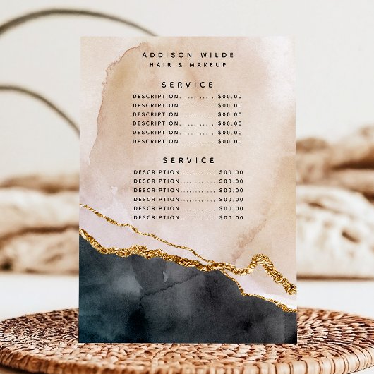 Waterverf Roze zwarte goudprijs Menu